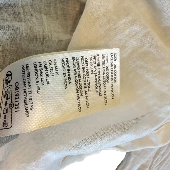 Free People Luna White Bohemian Blouse Short Sleeve Flowy Cropped Lace Medium - Picture 13 of 13